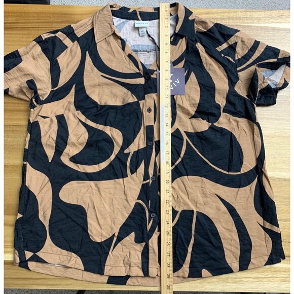 Ava & Viv Womens Plus Size Black & Tan Abstract Button-Front Shirt Size XXL - Picture 6 of 15